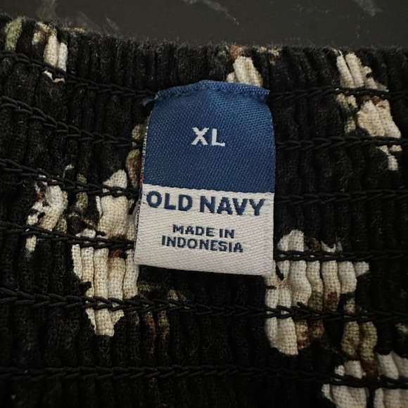 Old Navy | Square Neck Linen Blend Dress - Black & White Floral Mini - NWOT - Picture 4 of 9